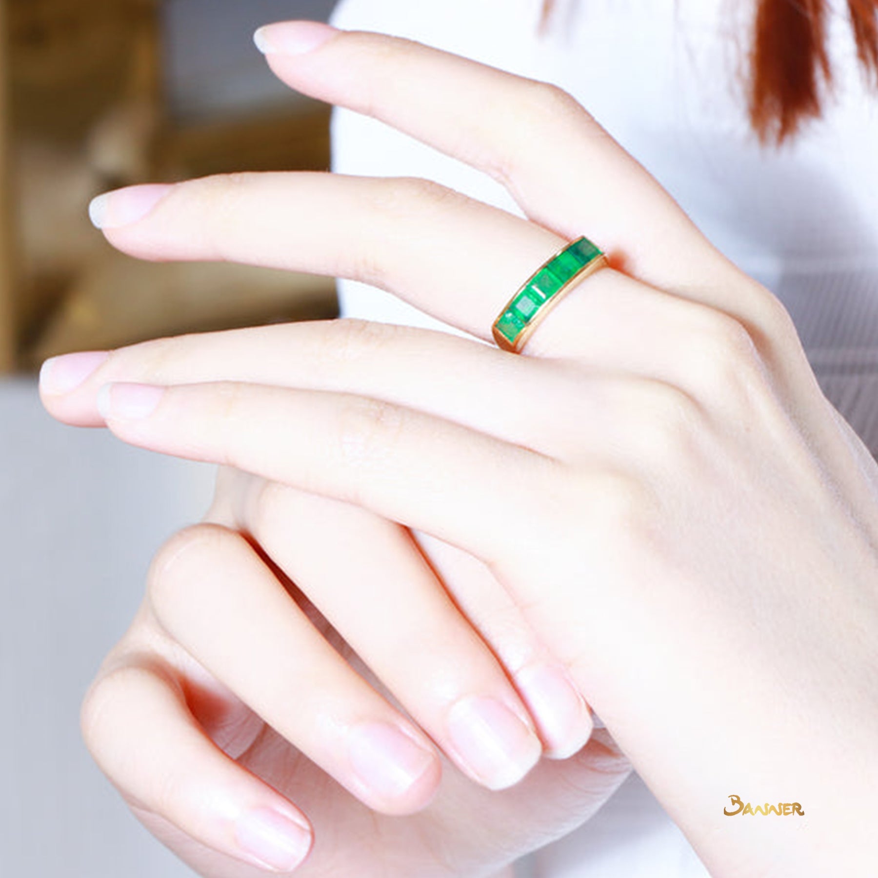 Emerald Channel Ring