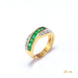 Emerald and Diamond Infinity Ring
