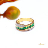 Emerald and Diamond Infinity Ring