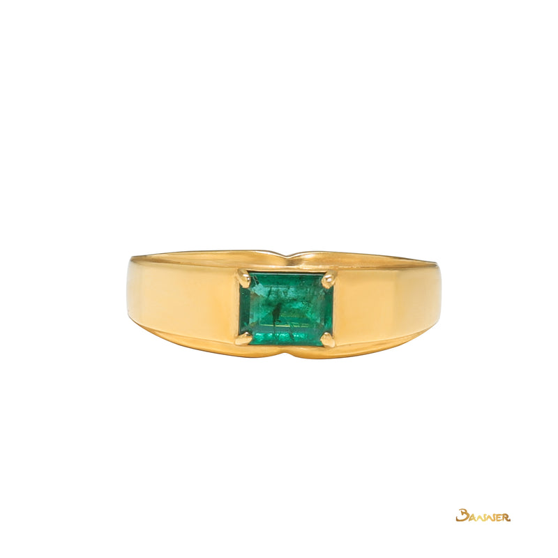 Emerald Solitaire Unisex Ring