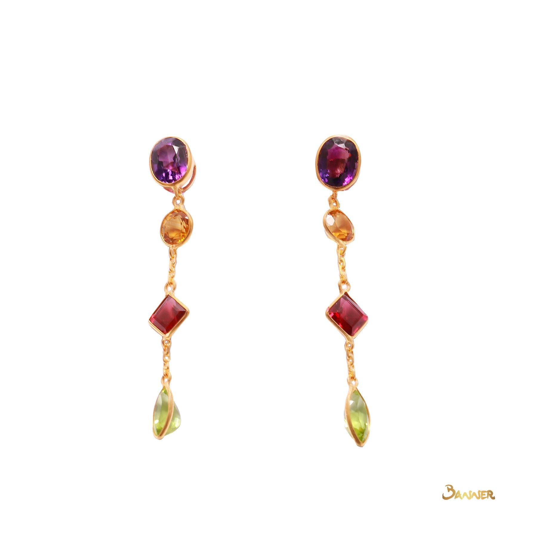 Multi-colour Spinel Dangling Earrings