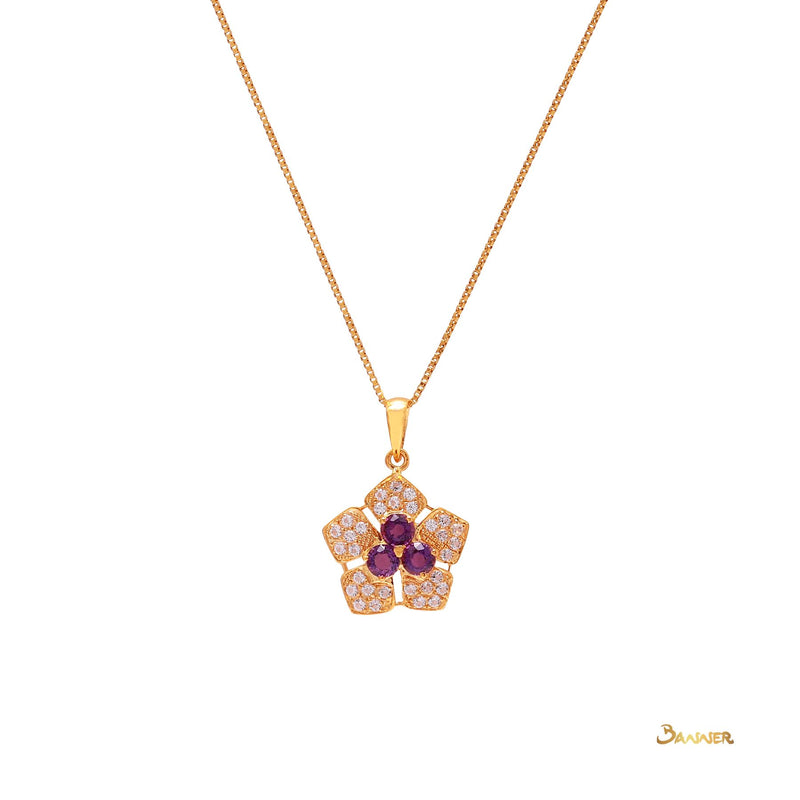 Amethyst and Topaz Floral Pendant