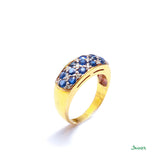 Sapphire and Diamond Checkered Ring
