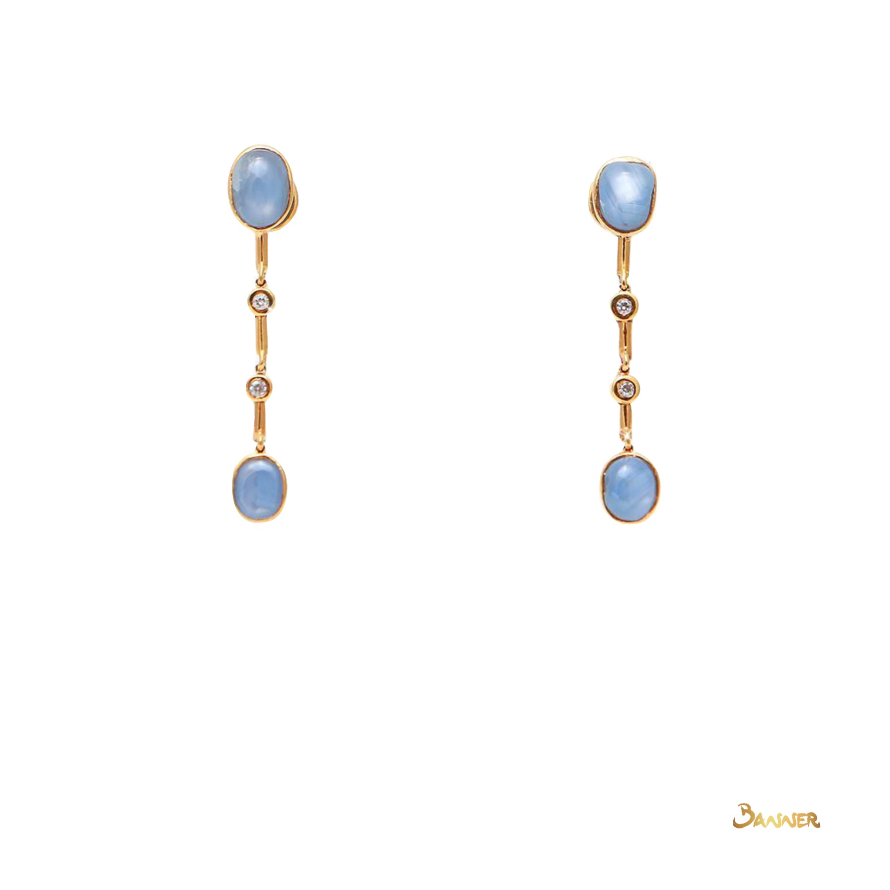 Star Sapphire and Diamond Earrings