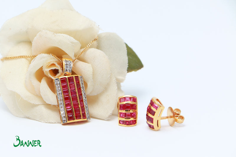 Emerald-cut Ruby Earrings