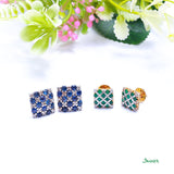 Sapphire and Diamond Checkered Earrings