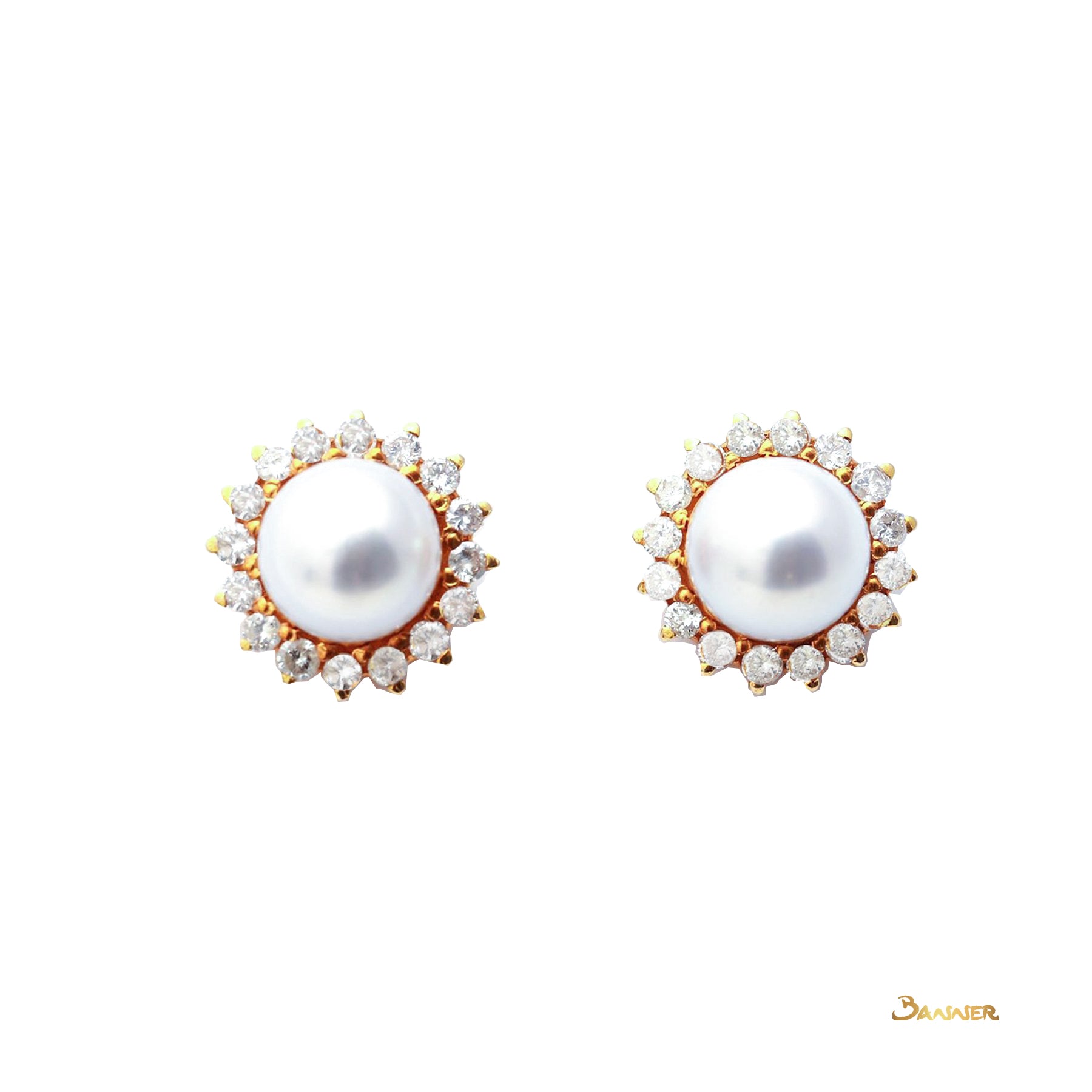 Pearl and Diamond Sunflower Earrings