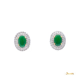Jade and Diamond Double Halo Earrings
