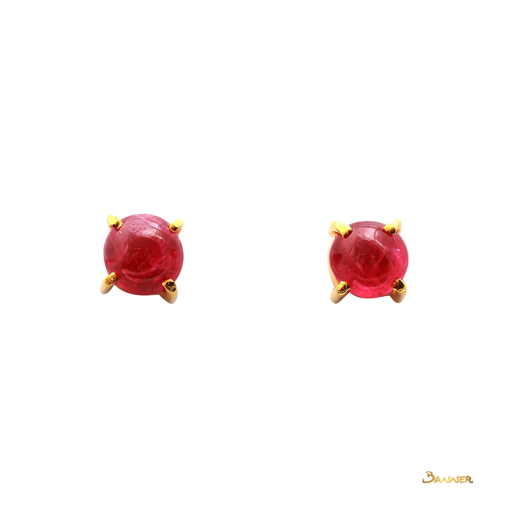 Ruby Cabochon Stud Earrings