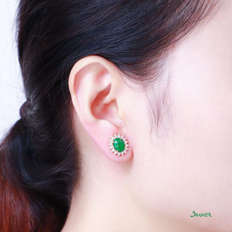 Jade and Diamond Sunflower Earrings