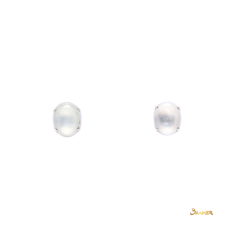 White Jade Stud Earrings