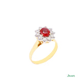 Ruby and Diamond Sunflower Ring (Ruby 1.07 ct.)