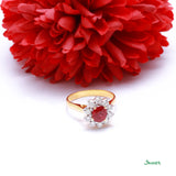 Ruby and Diamond Sunflower Ring (Ruby 1.07 ct.)