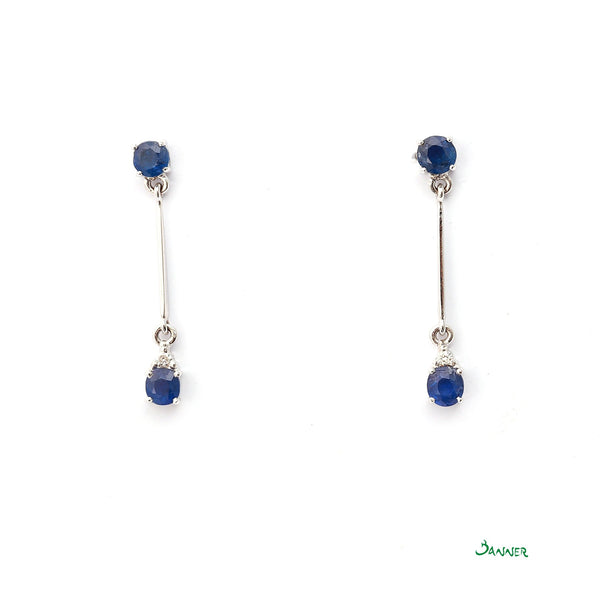 Sapphire and Diamond 2-Step Earrings
