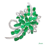 Green Jade and Diamond Pan-Khet Brooch