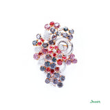 Multi-Colored Spinel and Diamond Flower Brooch