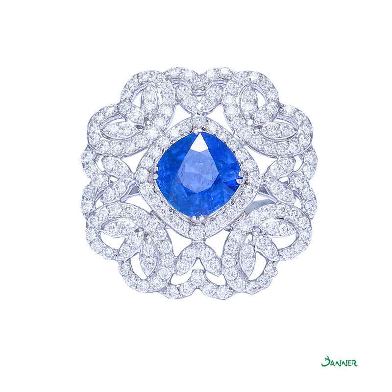 Sapphire and Diamond Elegant Kanote Ring