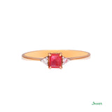 Emerald-cut Ruby and Diamond Petite Ring