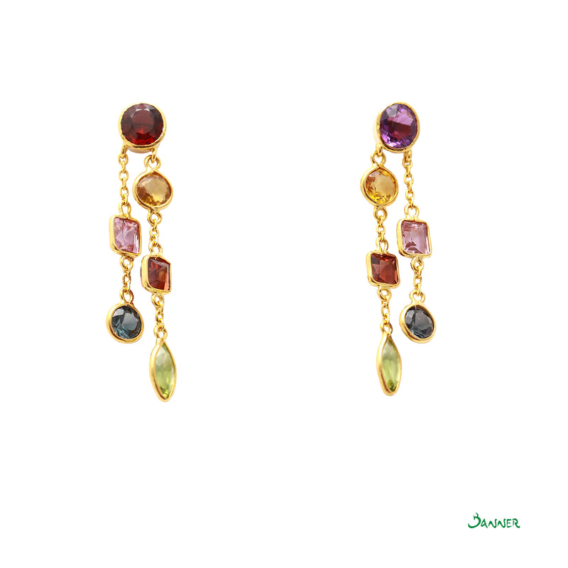 Multi-Colored Spinel Dangle Earrings