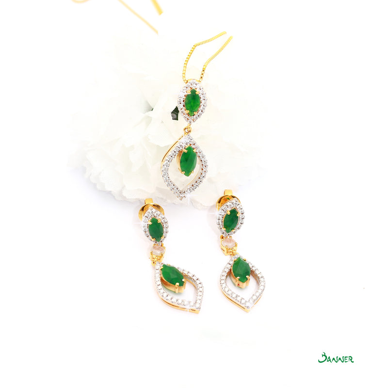 Jade and Diamond Rain-drop Earrings