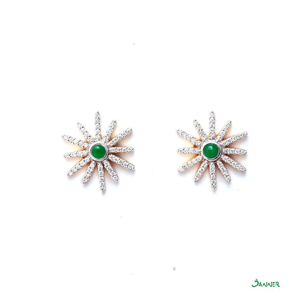 Jade and Diamond Star Earrings
