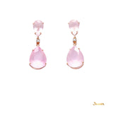 Rose Quartz and Diamond Rain-drop Earrings