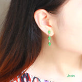 Jade and Diamond Dangle Earrings