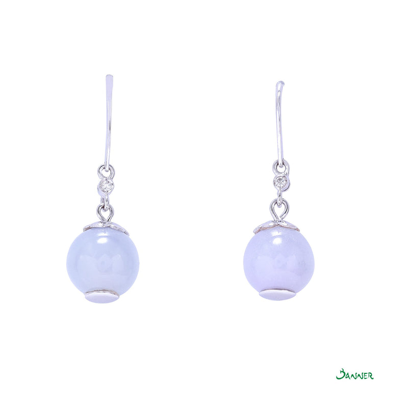 Lavender Jade and Diamond Dangle Earrings