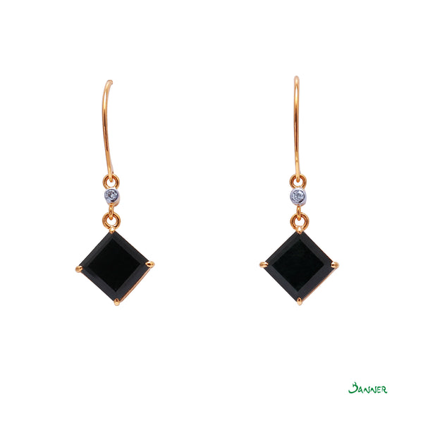 Black Jade and Diamond Earrings