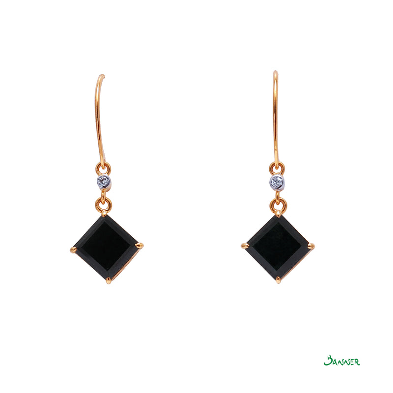 Black Jade and Diamond Earrings