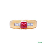 Emerald-cut Ruby and Princess-cut Diamonds Men's Ring