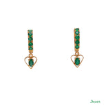 Emerald Heart-Shaped Dangle Earrings