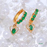 Emerald Heart-Shaped Dangle Earrings