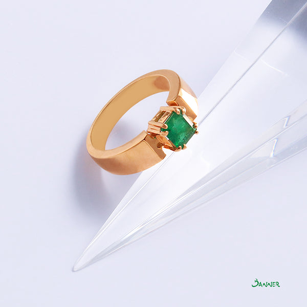 Emerald Solitaire Men's Ring