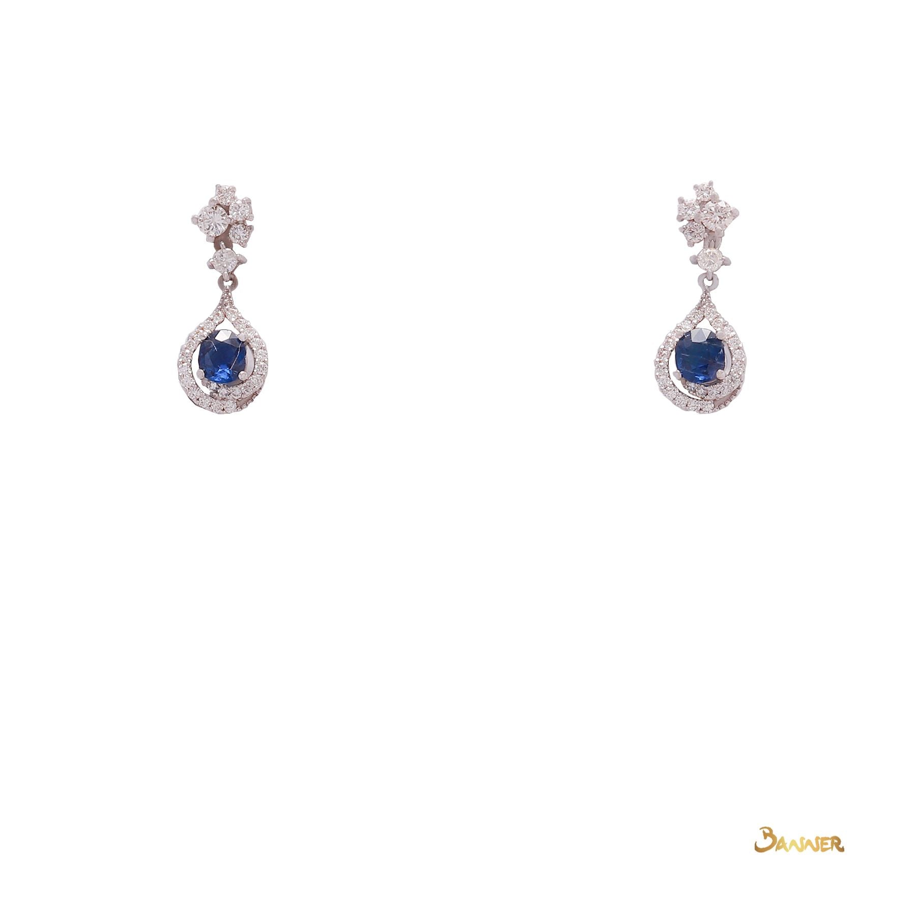 Sapphire and Diamond Rain-drop Earrings