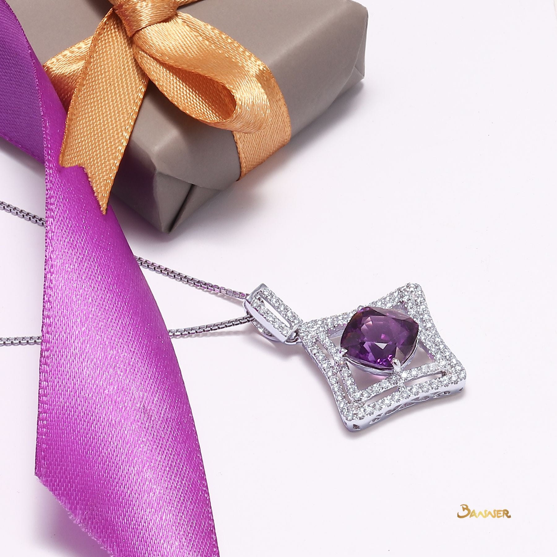 Amethyst and diamond Pendant