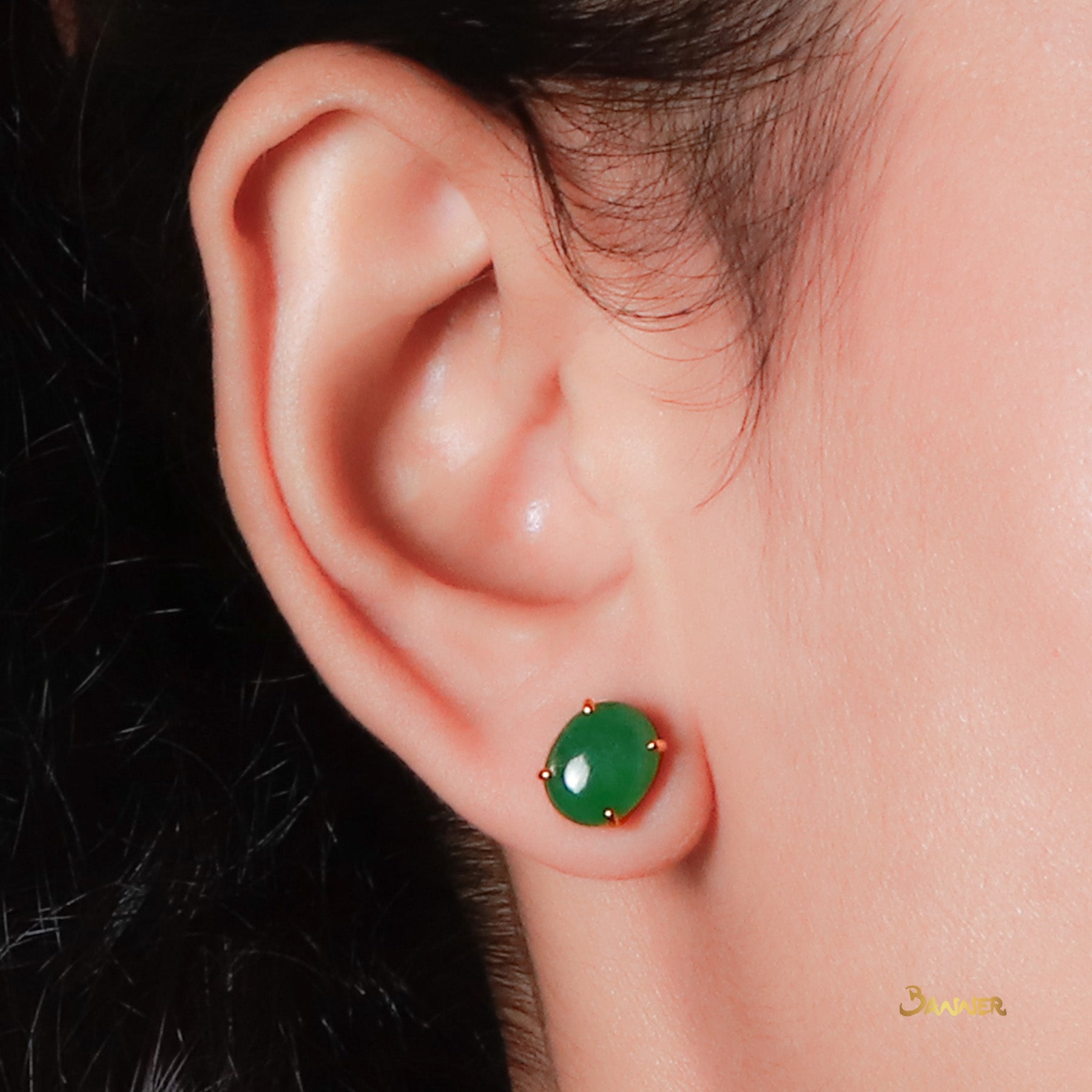 Jade Solitaire Stud Earrings