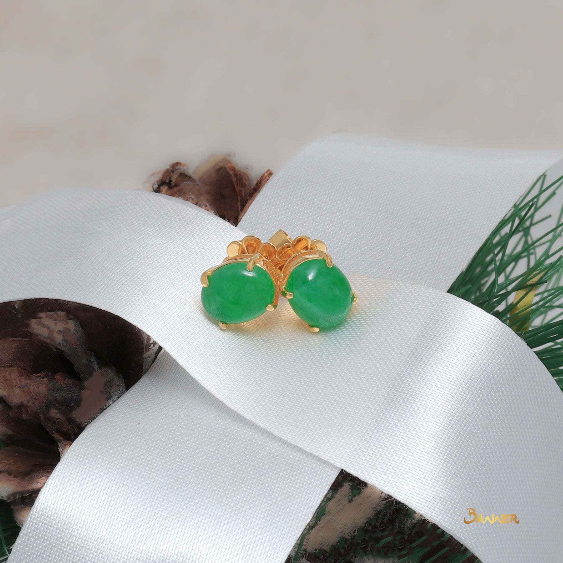 Jade Solitaire Stud Earrings