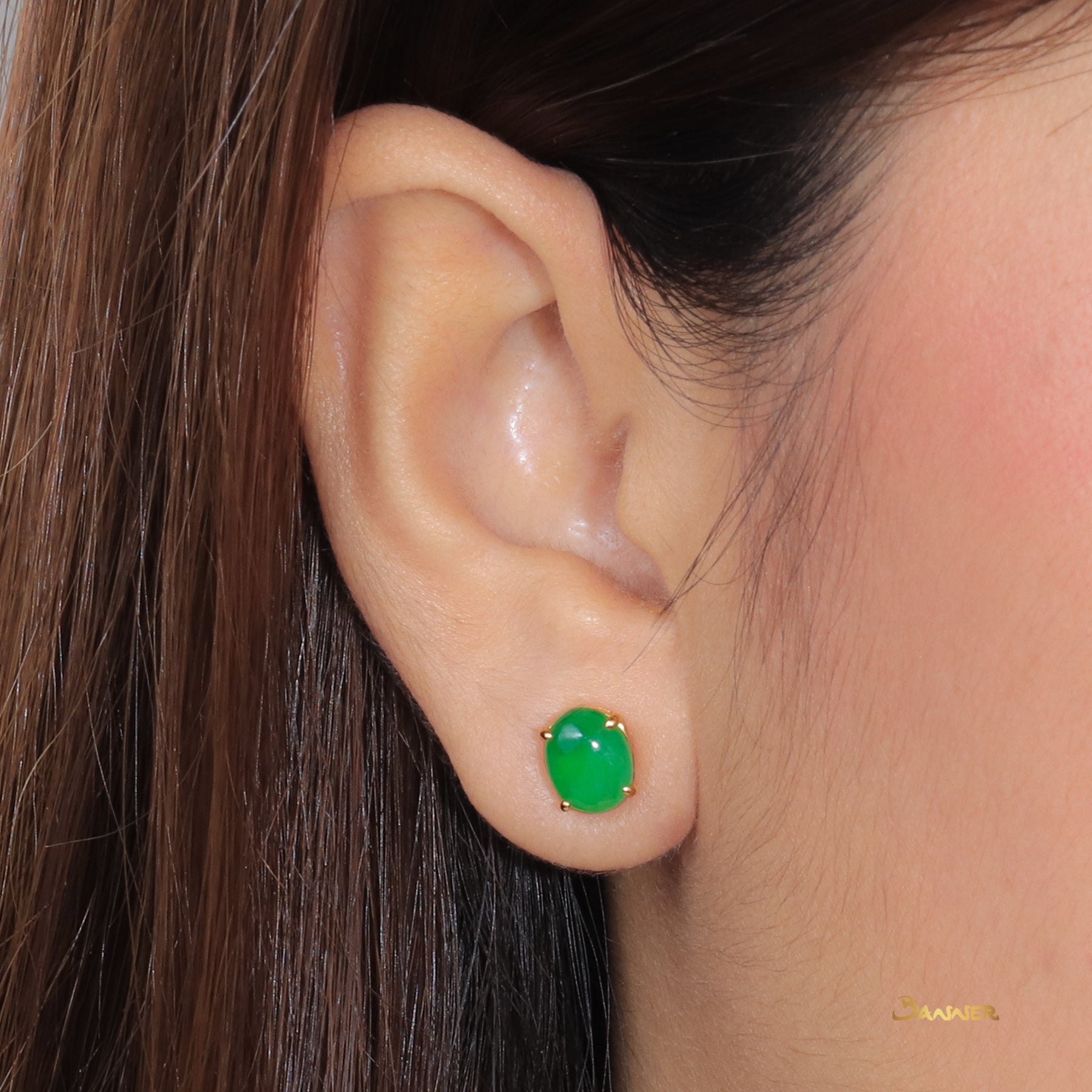 Jade Solitaire Stud Earrings