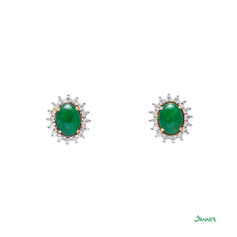 Jade and Diamond Sunflower Earrings