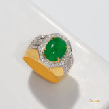 Jade and Diamond Halo Men's Ring