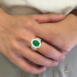 Jade and Diamond Halo Men's Ring