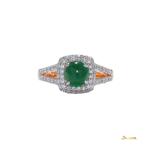 Jade and Diamond Double Halo Ring