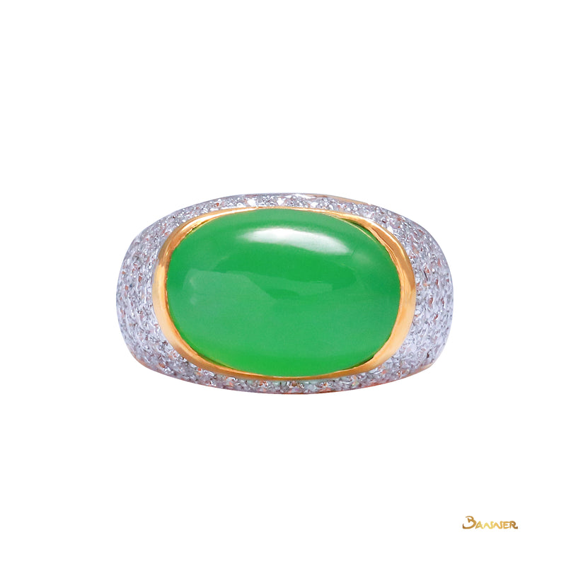 Jade Cabochon and Diamond Ring