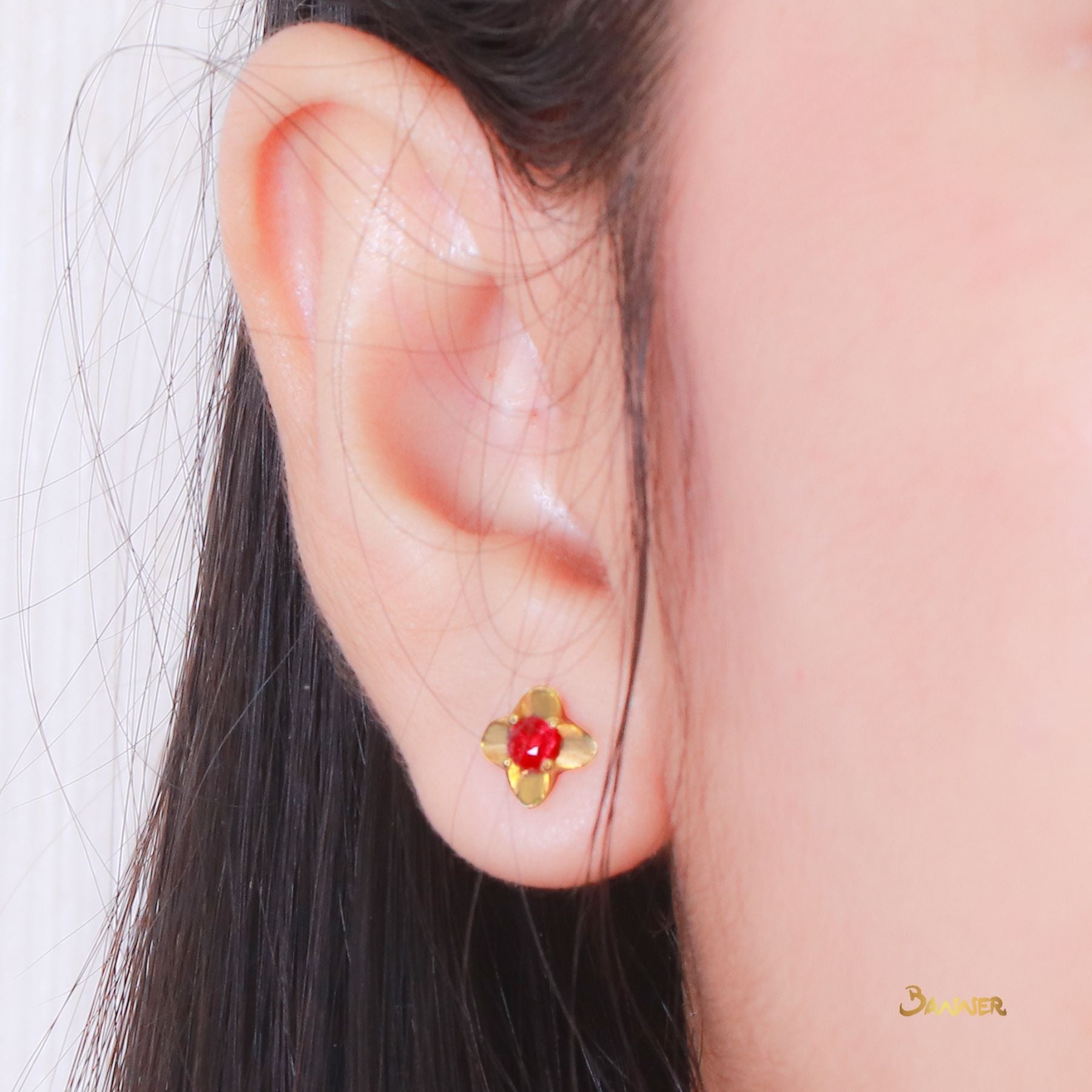 Ruby Floral Earrings