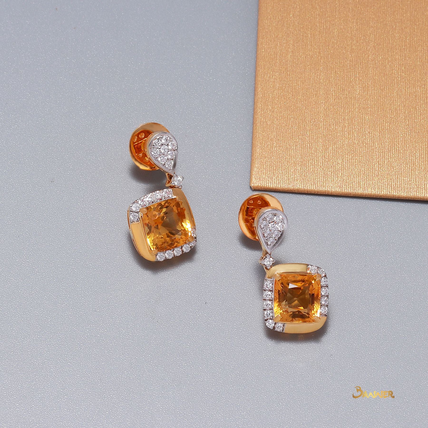 Citrine and Diamond Earrings