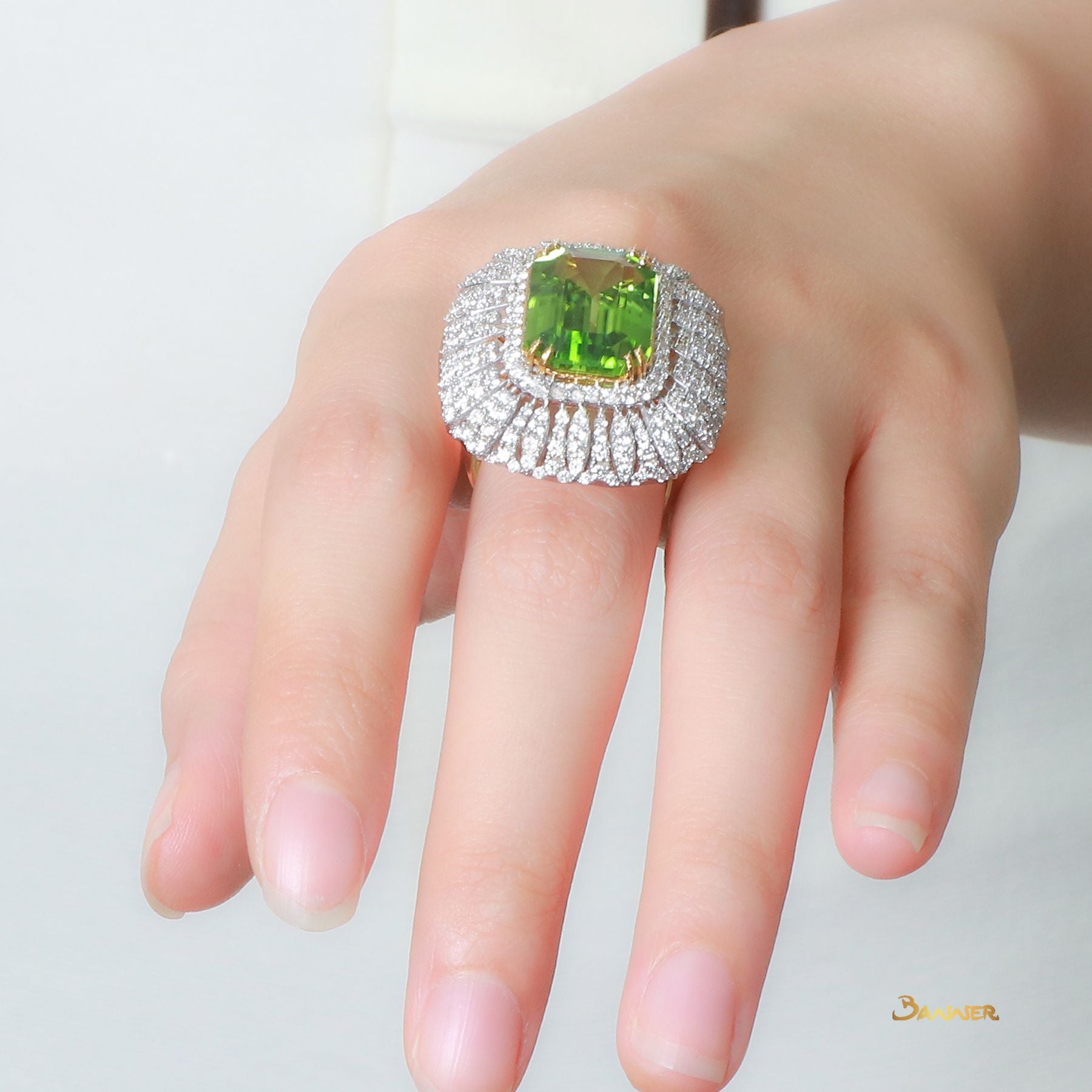 Peridot and Diamond Ring