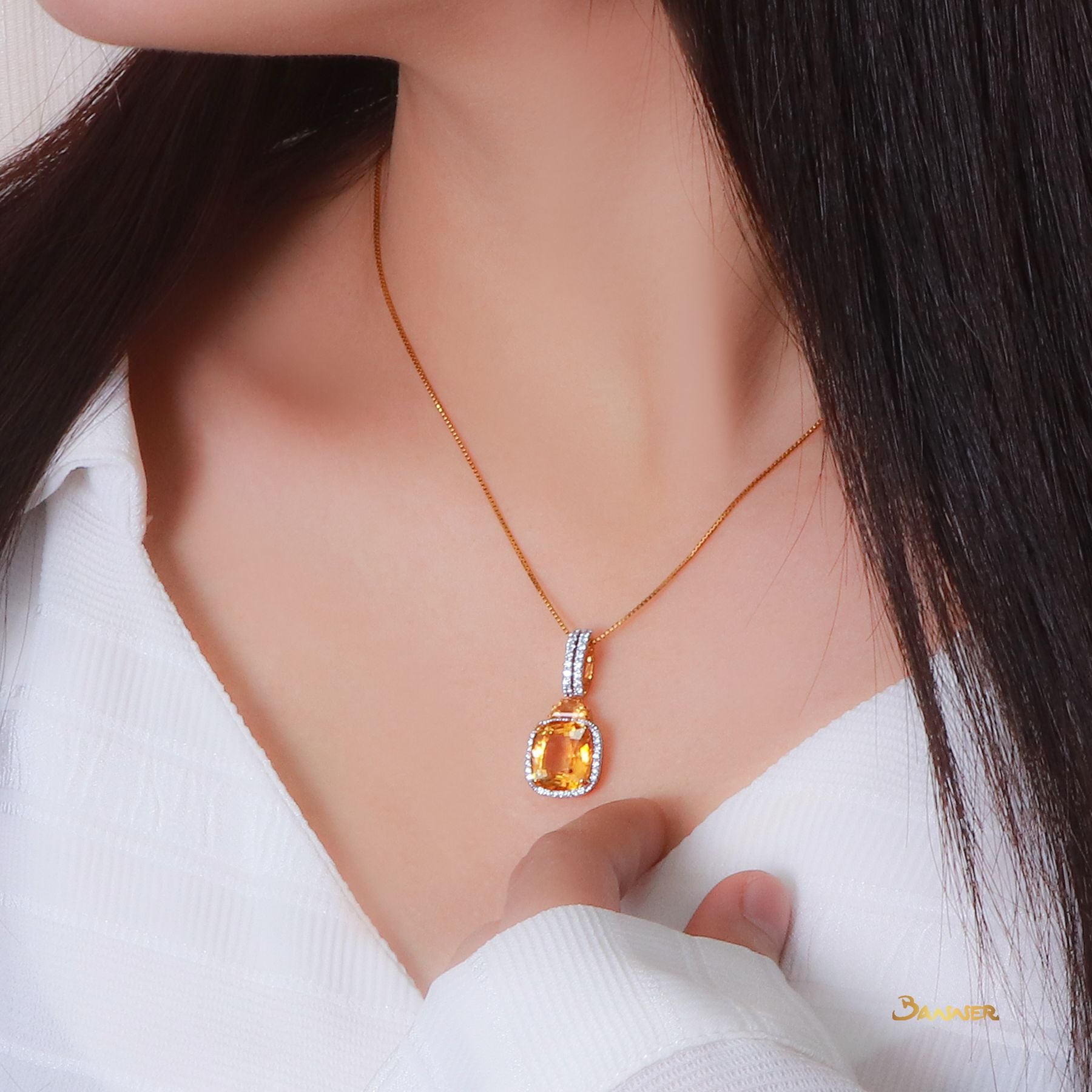 Citrine and Diamond Pendant