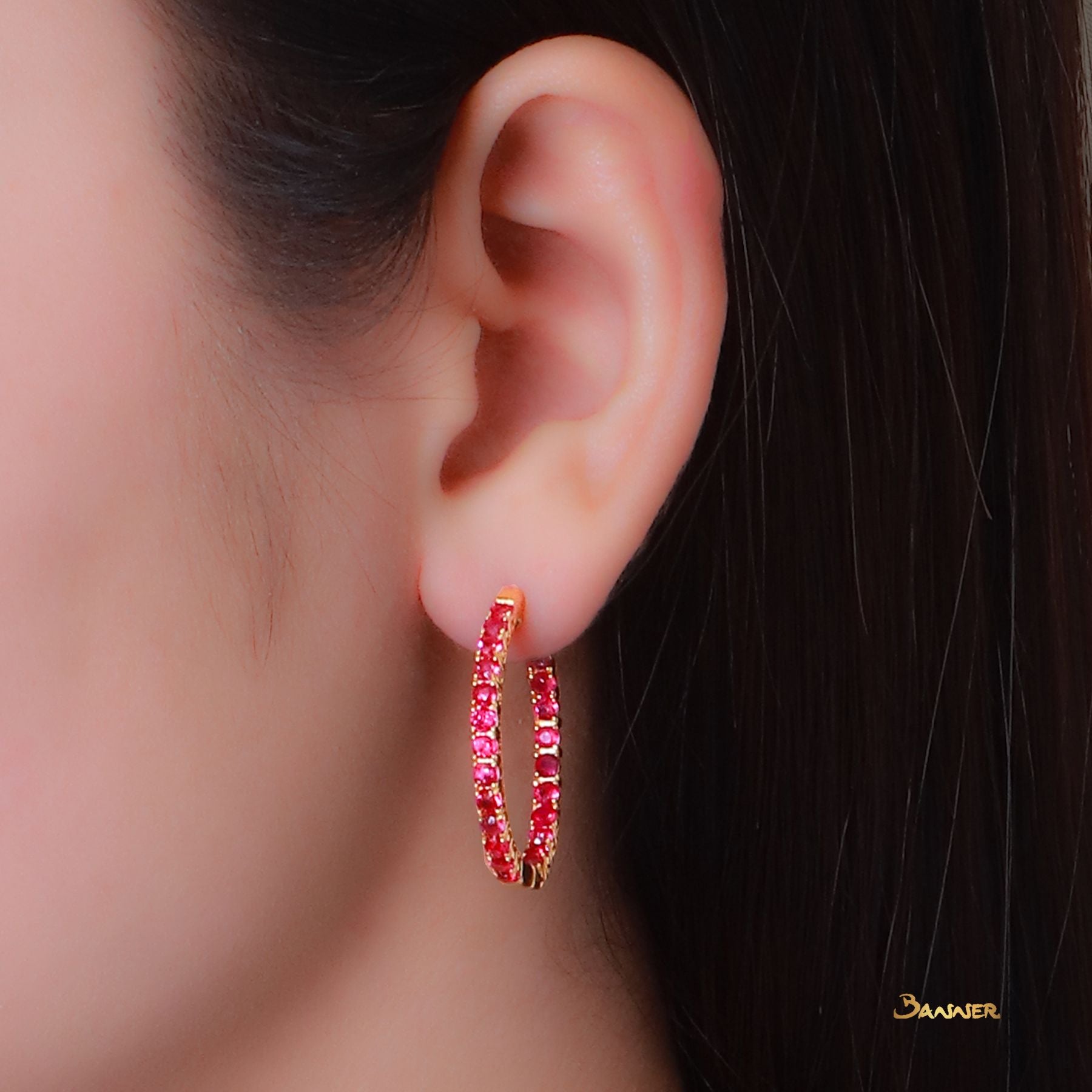 Ruby Hoop Earrings