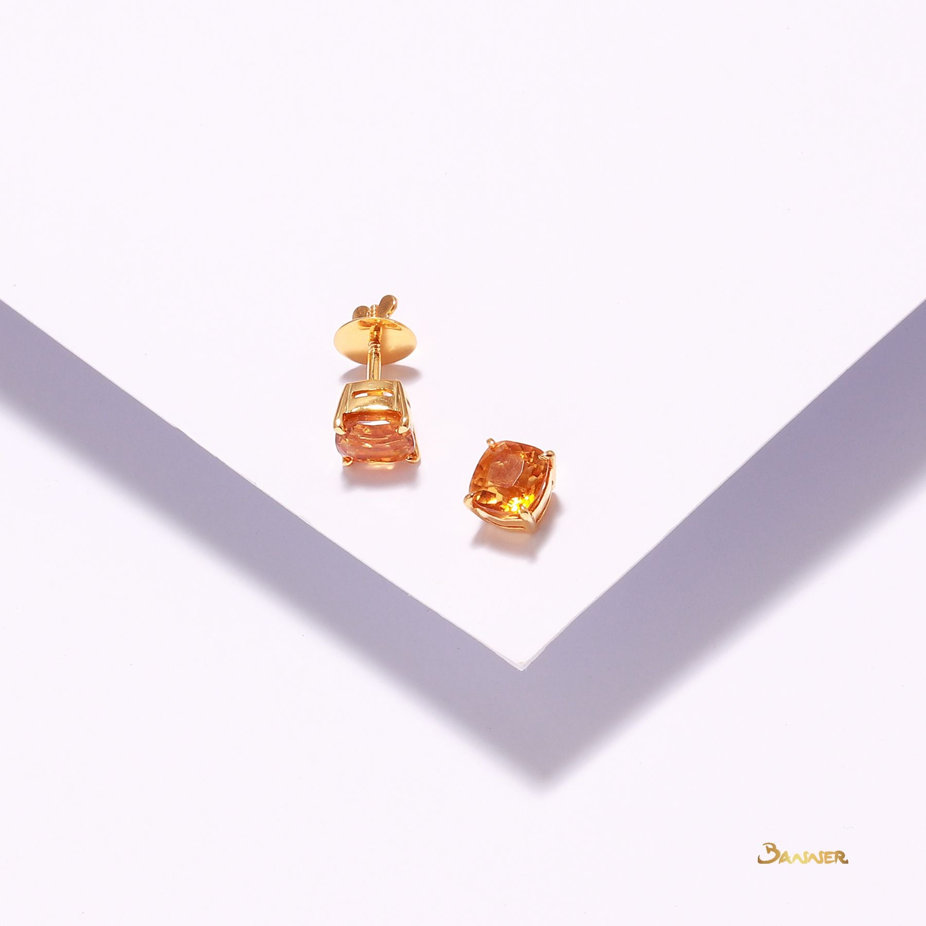 Cushion-cut Citrine Stud Earrings